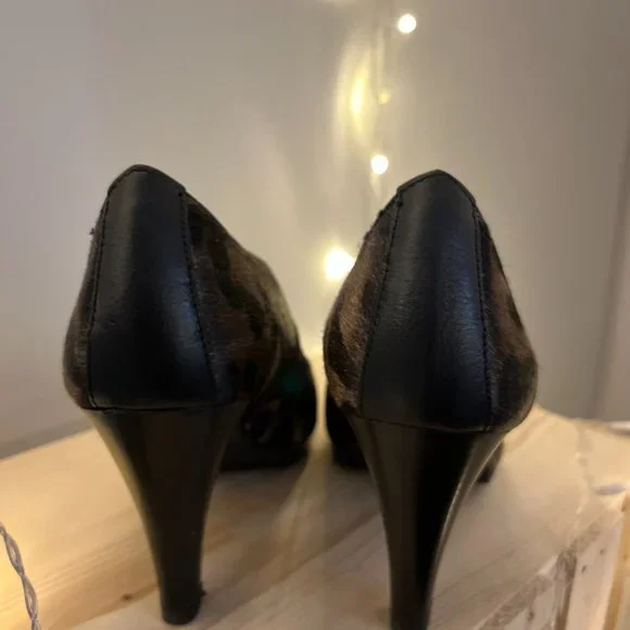 European Pony Hair Leopard Print heels - Picture 6 of 13